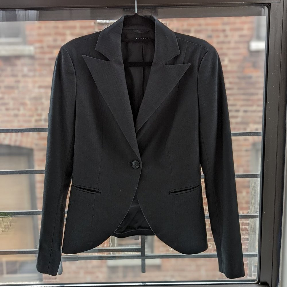 NWOT - Sisley Single Button Textured Blazer Gray